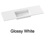 Plan vasque lavabo, sur mesure, Largeur 70 à 200 cm x Profondeur 40 à 80 cm, résine composite de haute qualité, Finition lisse blanc BRILLANT laqué ou mate, Livraison Offerte.